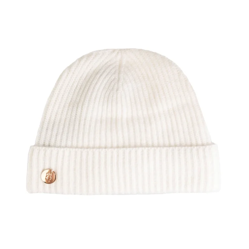 luxury cashmere rib roll up hat cloud dancer