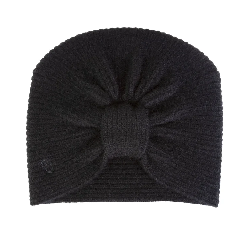 luxury cashmere ribbed black turban