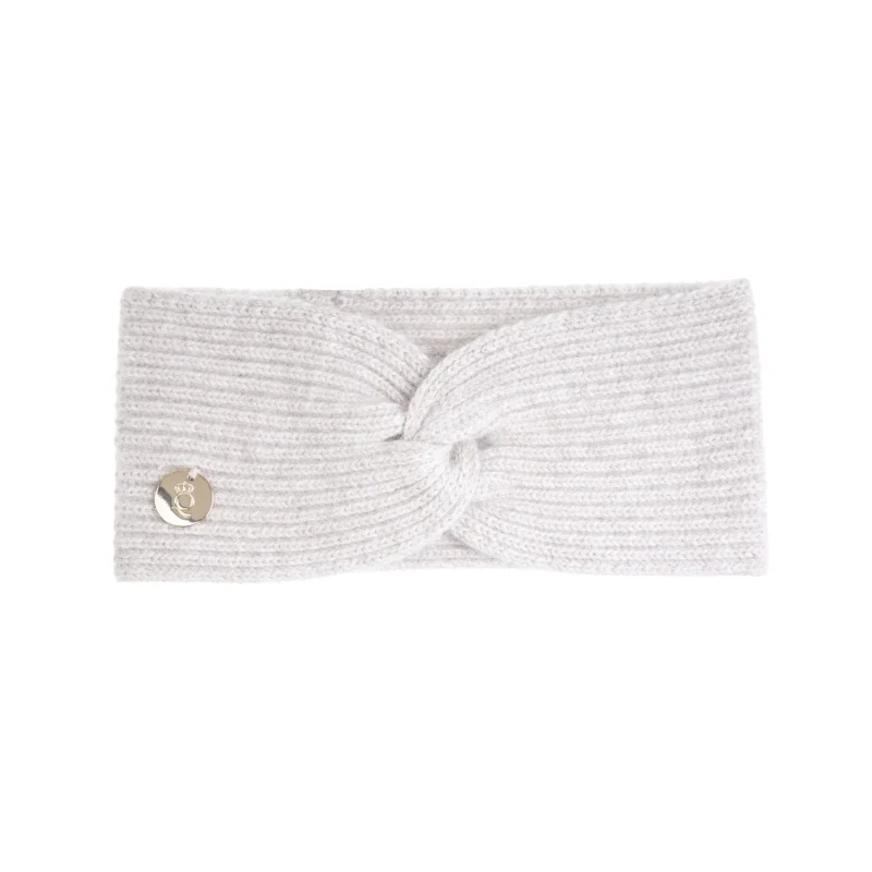 luxury cashmere ribbed headband beige lightweight for women