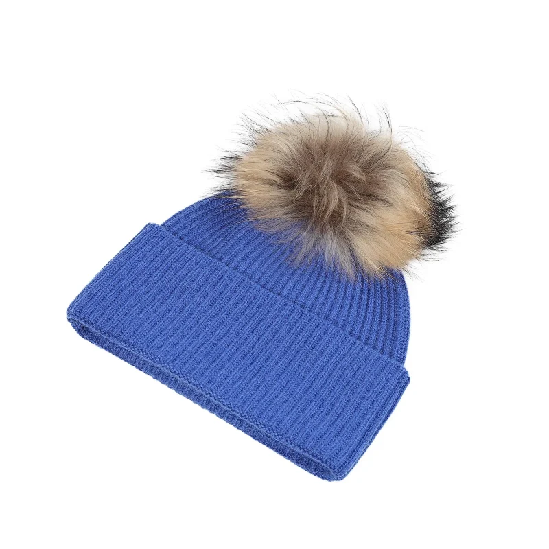 luxury ribbed deep turn up women s cornflower beanie