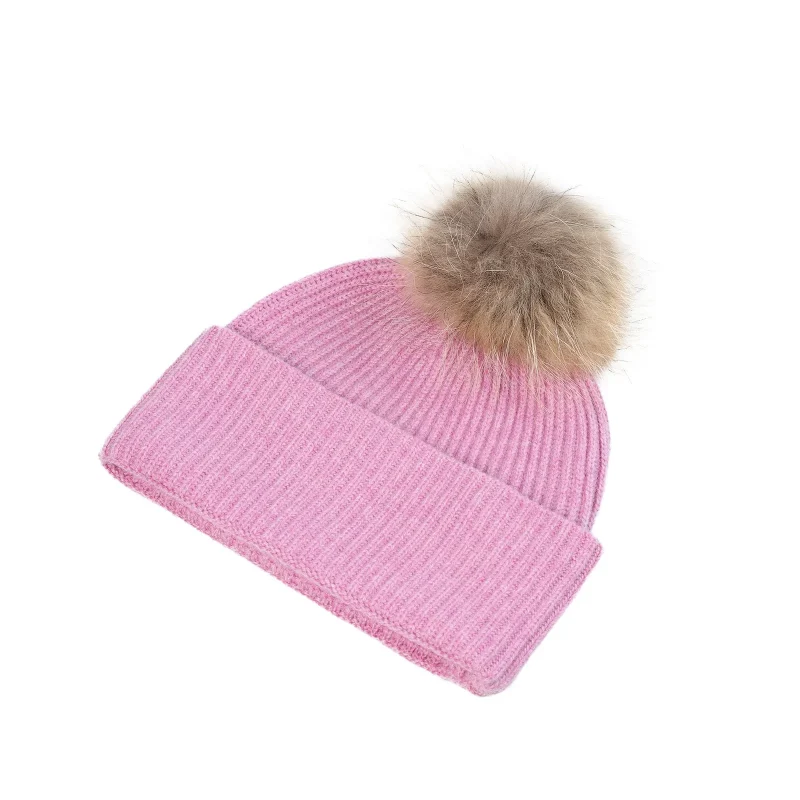 luxury ribbed turn up women s beanie lilac marl