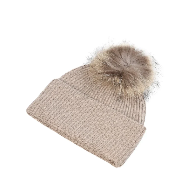 luxury sand beige ribbed turn up women s beanie