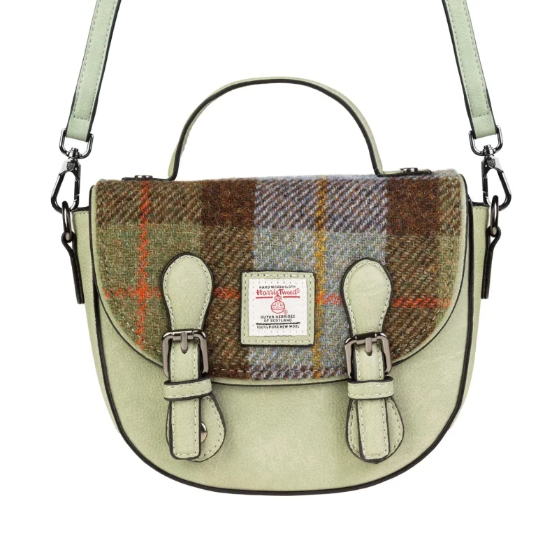 luxury tartan satchel in chestnut blue