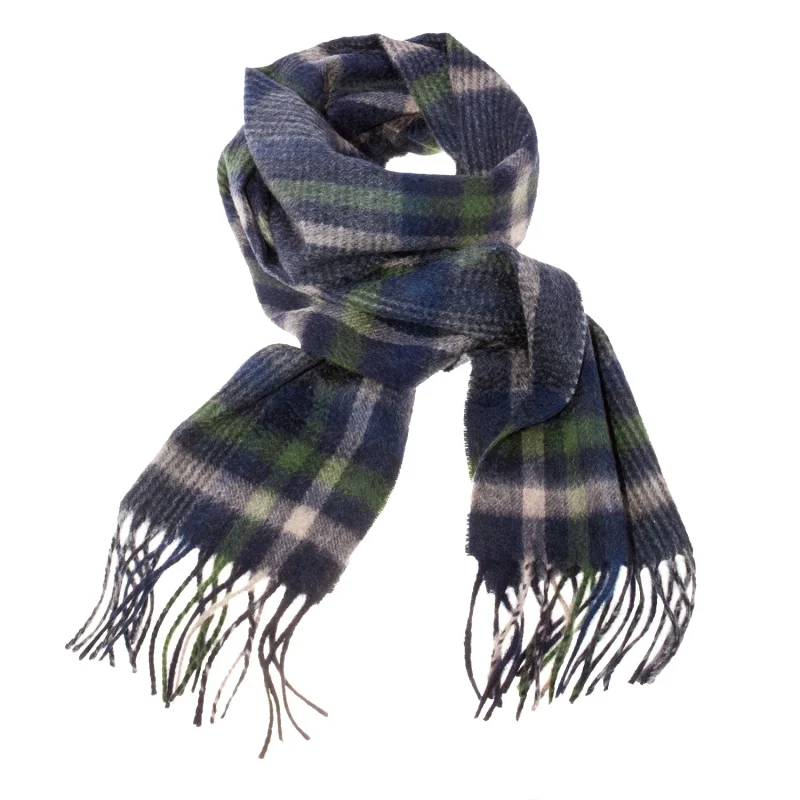 lyle scott cashmere houndstooth scarf in indigo