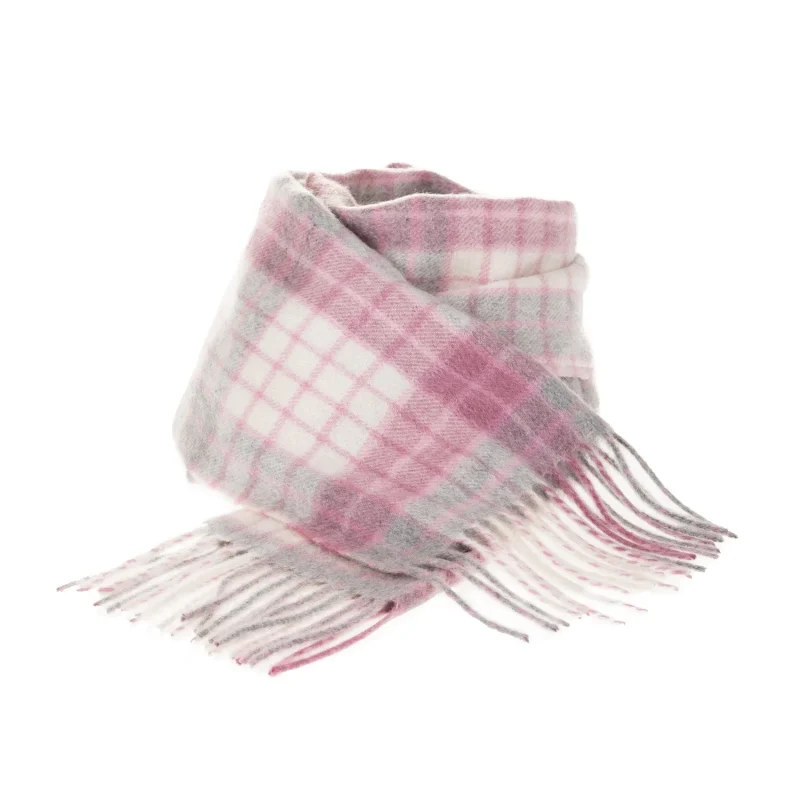 lyle scott cashmere scarf beige pink chequer