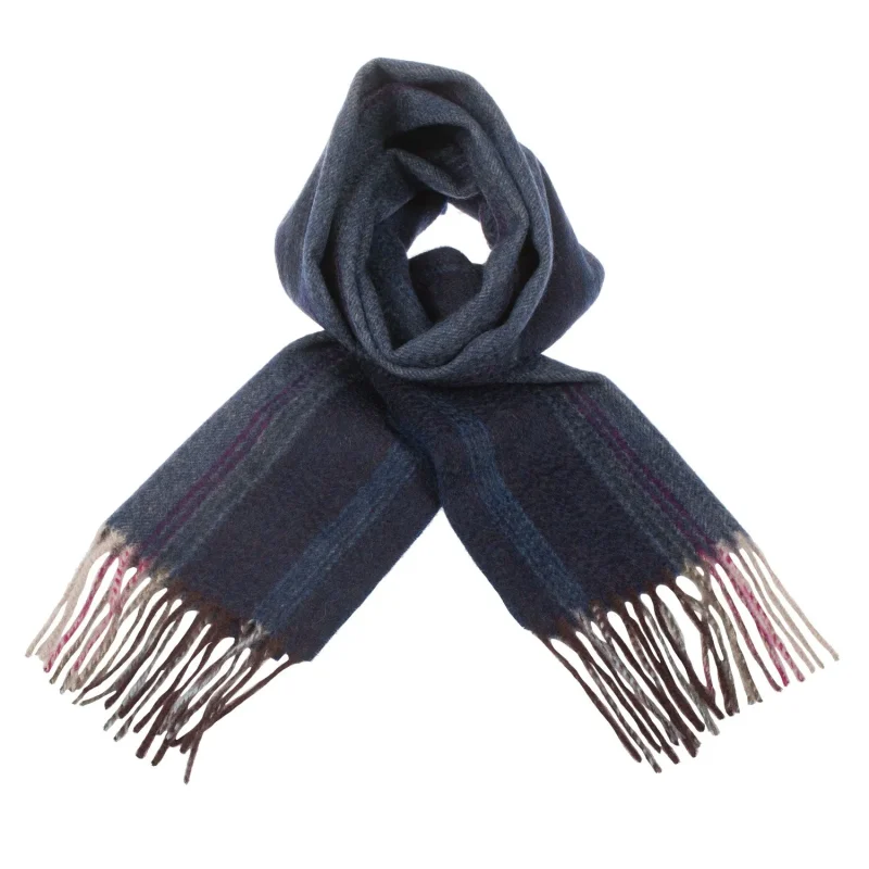 lyle scott cashmere stripe scarf charcoal ice