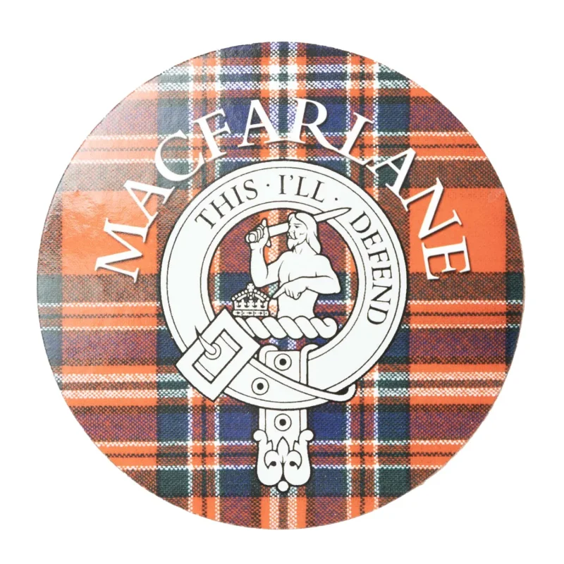 macfarlane clan family cork round coaster