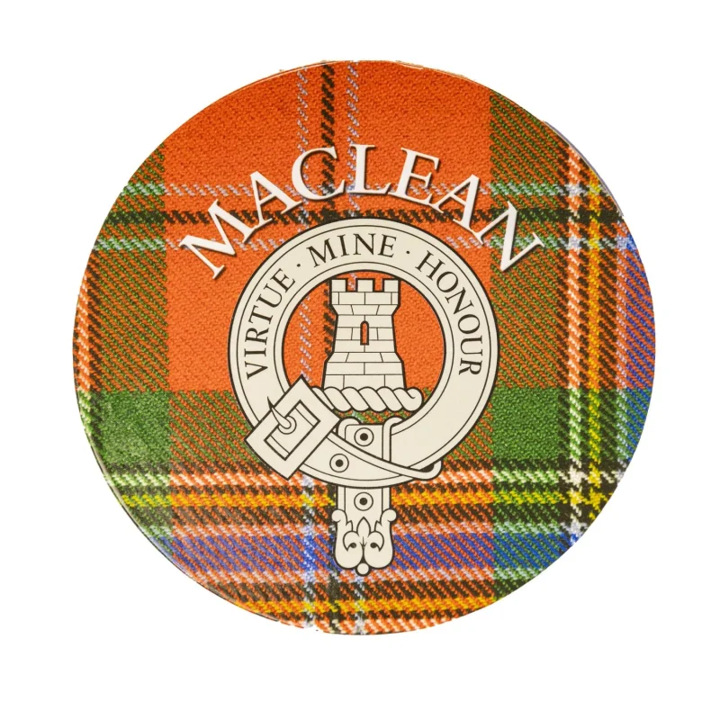 maclean clan family crest round cork coaster