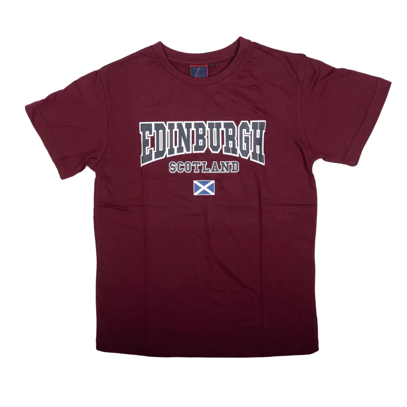 maroon edinburgh flag scotland t shirt for adults