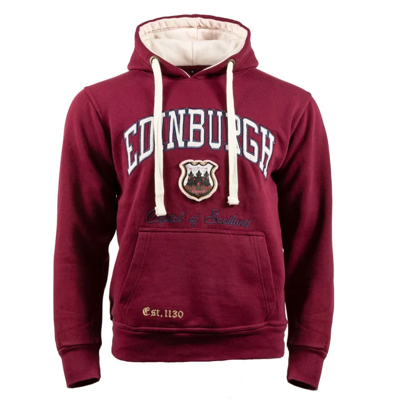 maroon off white edinburgh hooded pullover