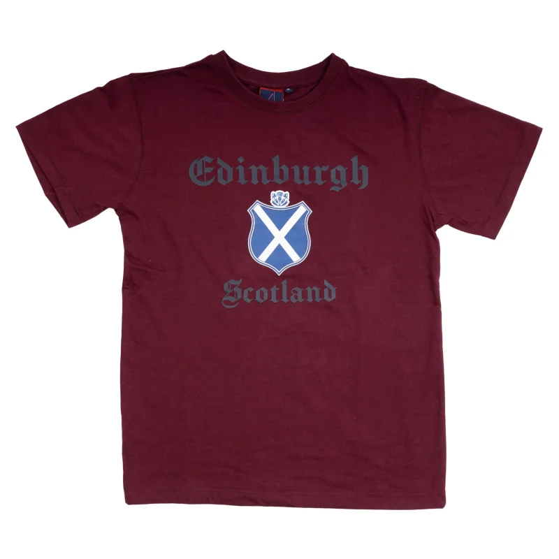 maroon scotland shield t shirt for adults