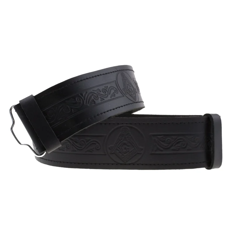 masonic embossed leather kilt belt for men