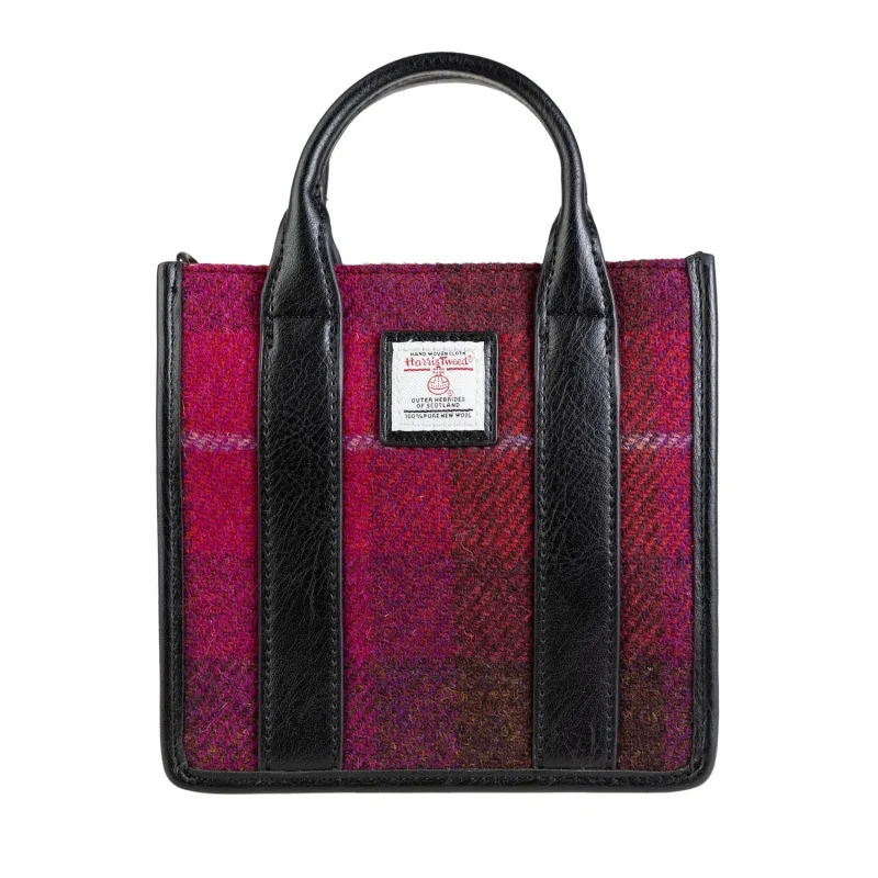 medium tobi tote bag in fuchsia tartan