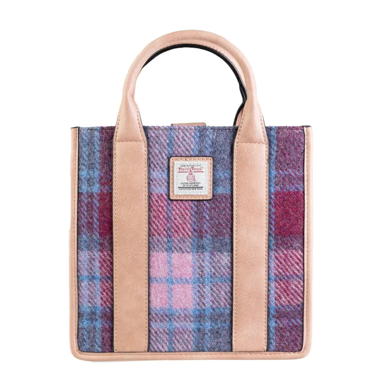 medium tobi tote bag pink blue tartan