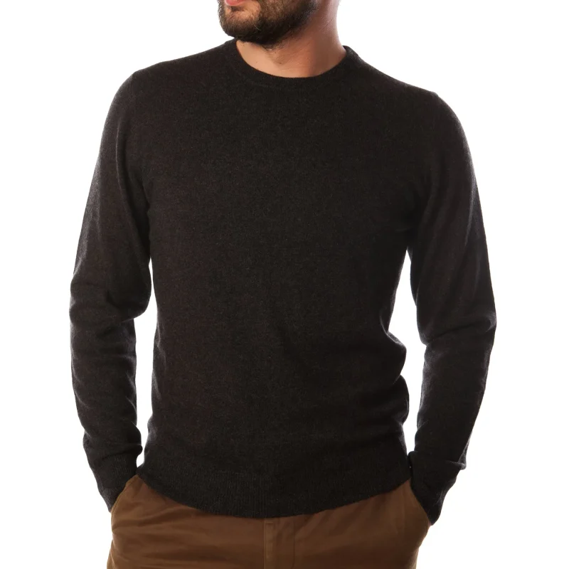 men s 100 cashmere crew neck sweater charcoal