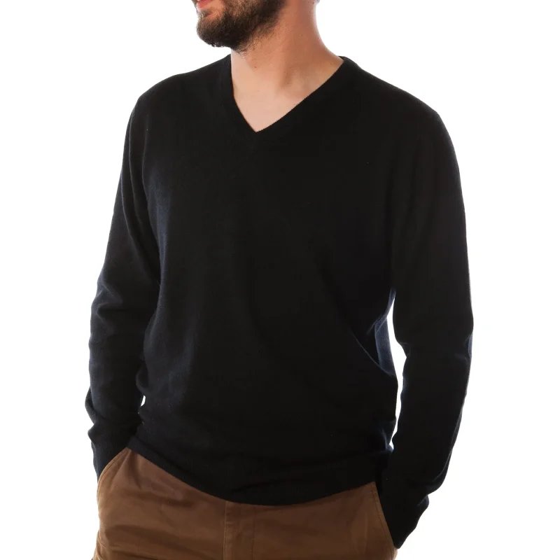 men s 100 cashmere v neck sweater black