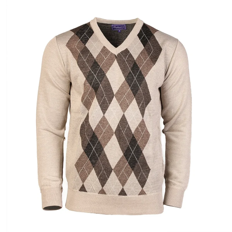 men s argyle ballantrae beige melange jumper