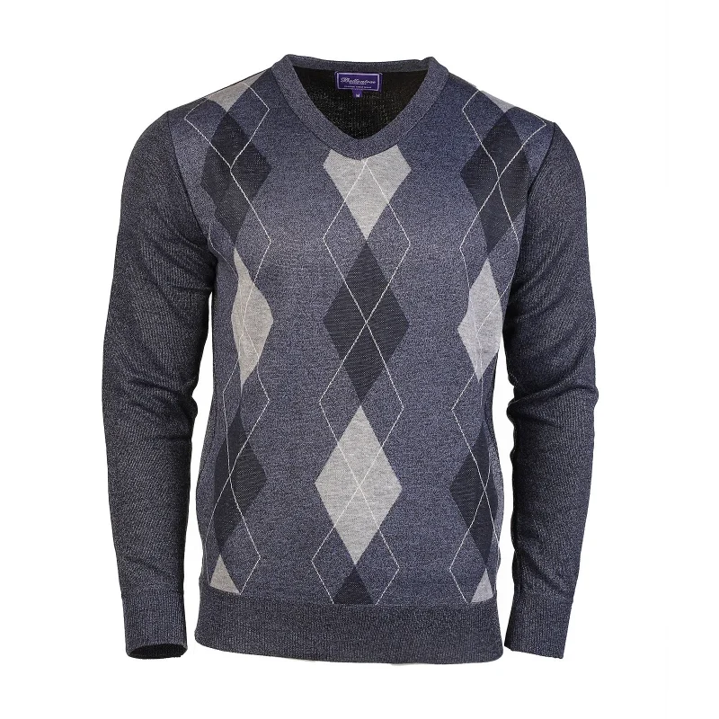 men s argyle ballantrae blue melange sweater