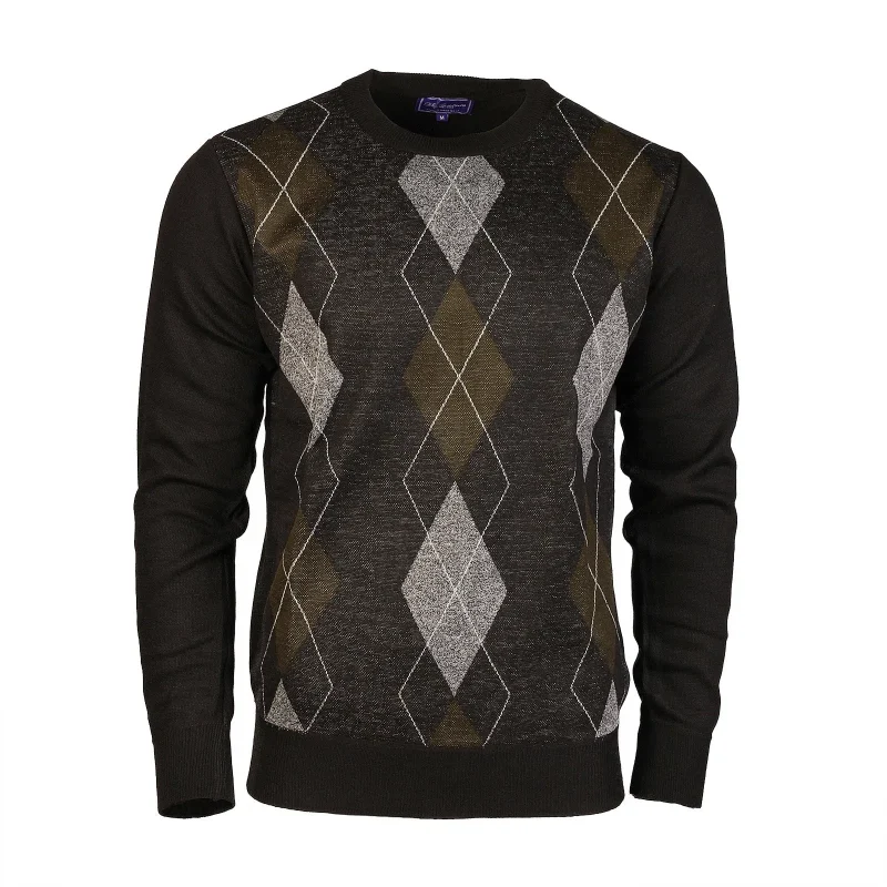 men s argyle ballantrae crew neck sweater black