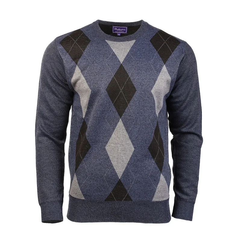 men s argyle ballantrae crew neck sweater blue melange