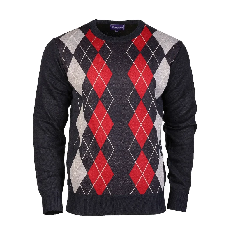 men s argyle ballantrae crew neck sweater navy