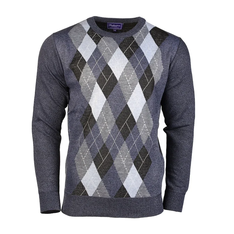 men s argyle ballantrae crew neck sweater navy melange