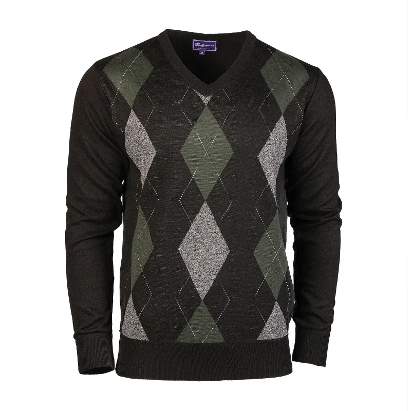 men s argyle ballantrae knit sweater black