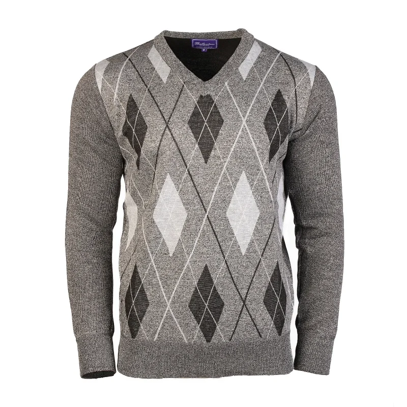 men s argyle ballantrae sweater light grey melange