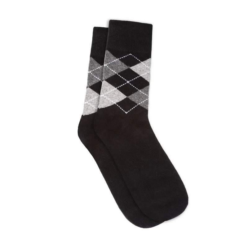 men s argyle pattern black socks