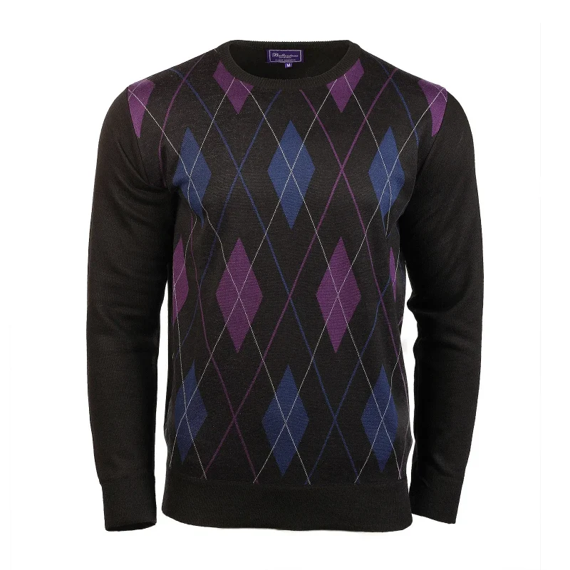 men s ballantrae argyle crew neck sweater black