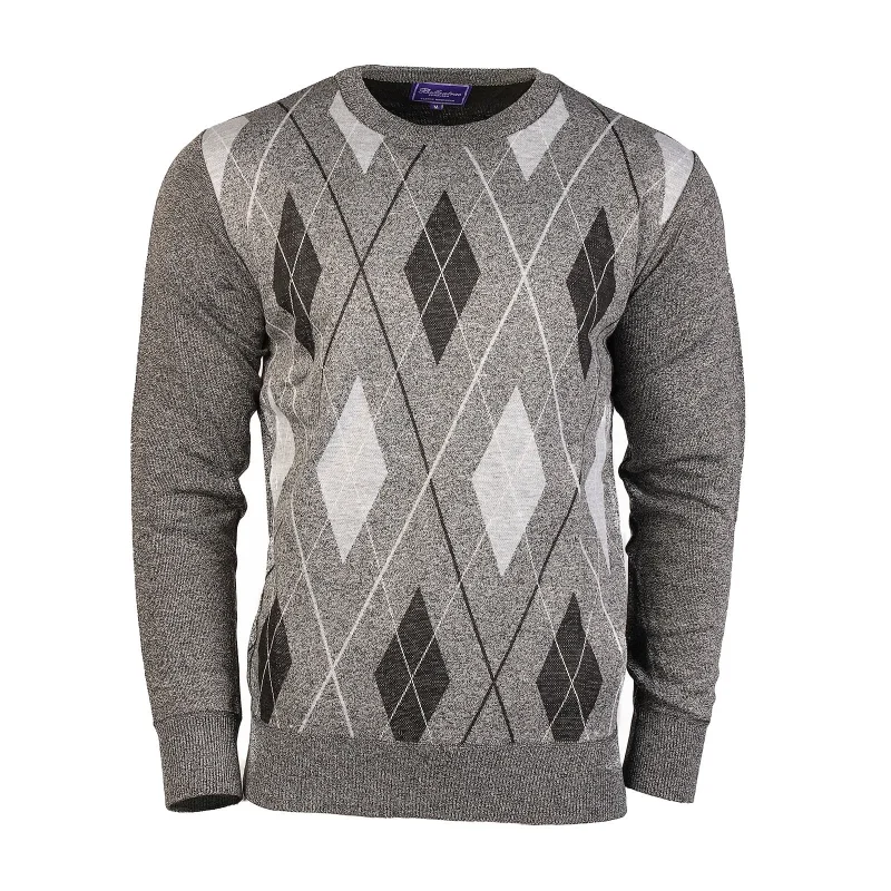 men s ballantrae argyle crew neck sweater light grey melange