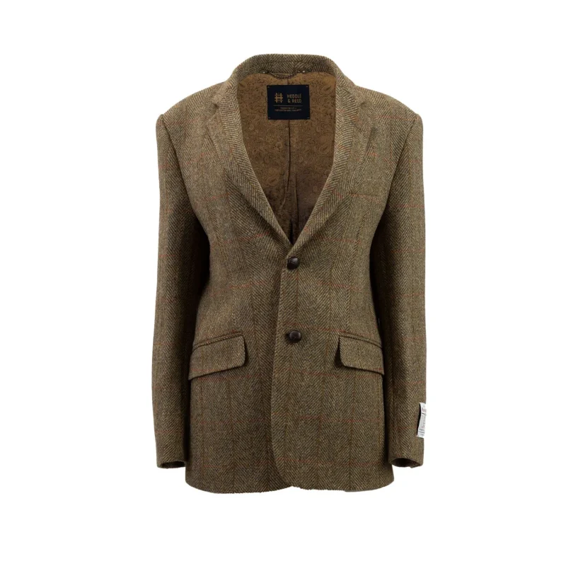 men s barra tweed jacket green check mustard