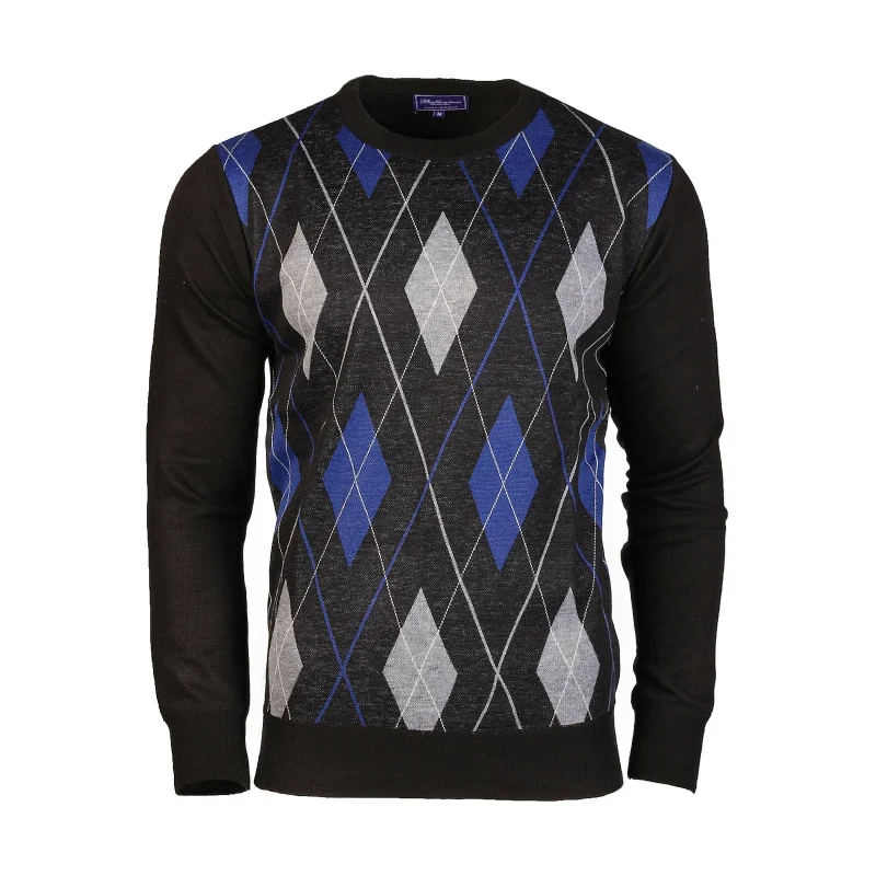 men s black argyle ballantrae crew neck sweater