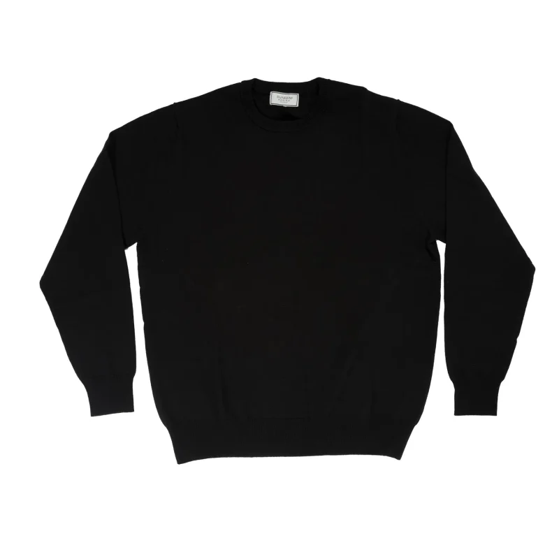 men s black merino wool crew neck sweater