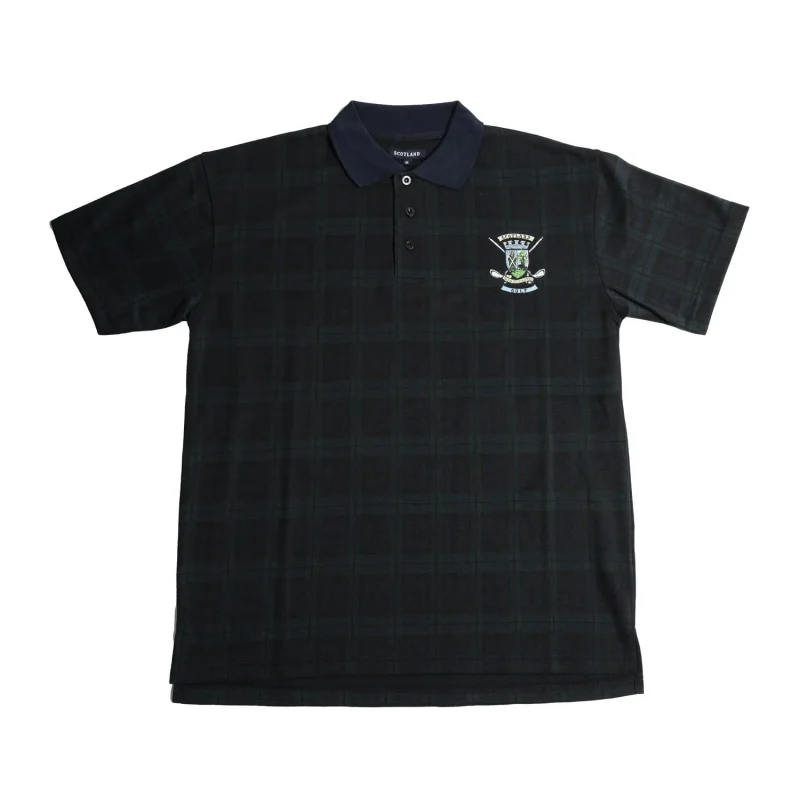 men s black watch tartan golf polo shirt