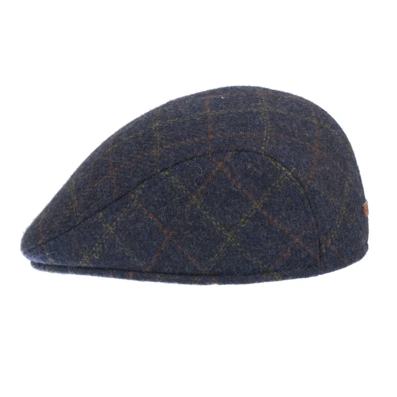 men s blue box tweed heritage flat cap