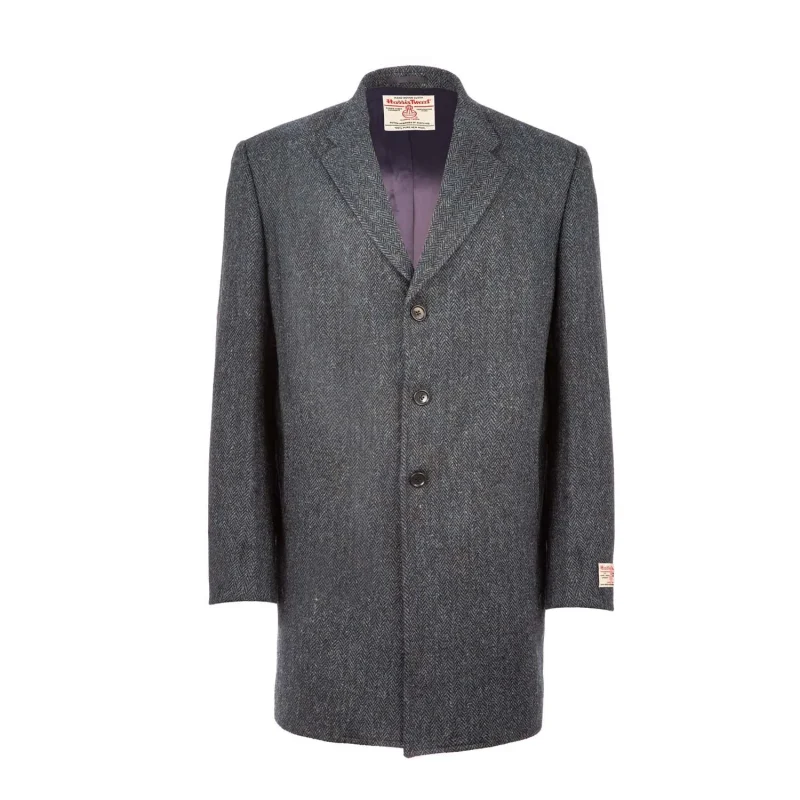 men s blue harris tweed cameron coat herringbone