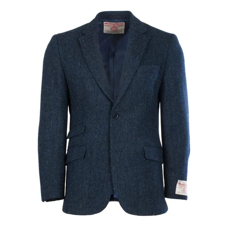 men s blue herringbone harris tweed jacket