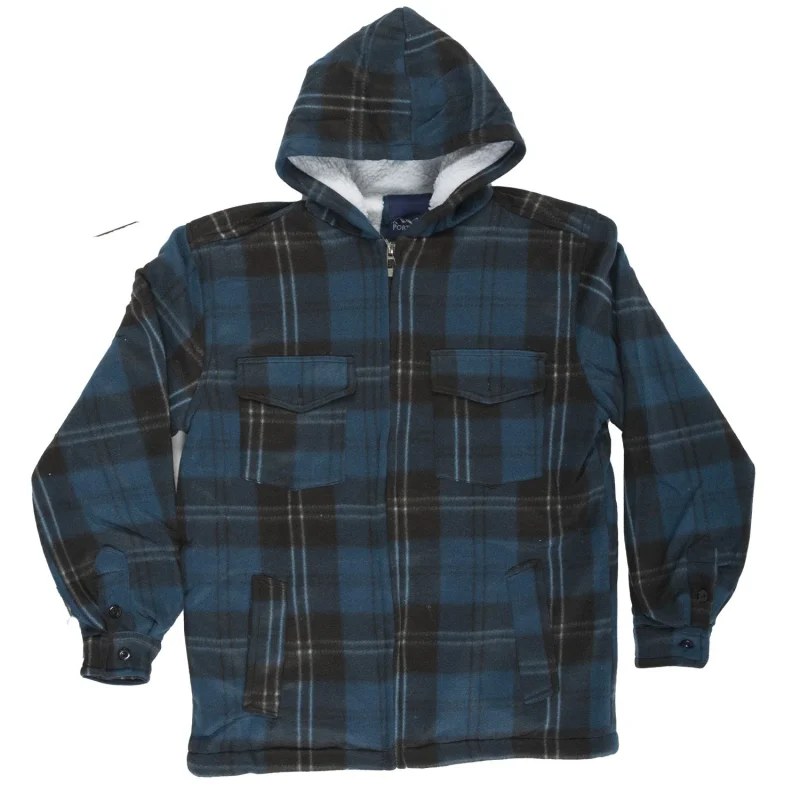 men s blue sherpa lined check jacket