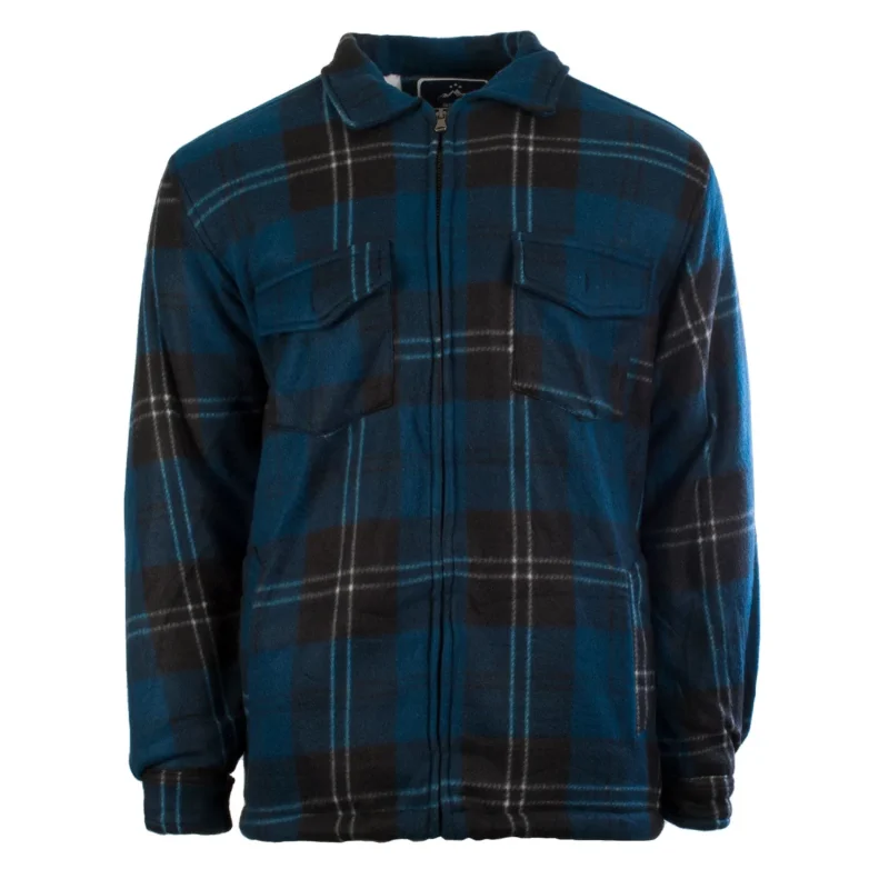 men s blue tartan sherpa jacket casual style