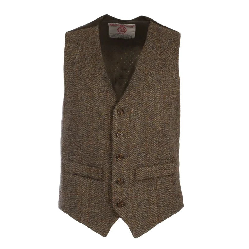 men s brown harris tweed lewis waistcoat herringbone