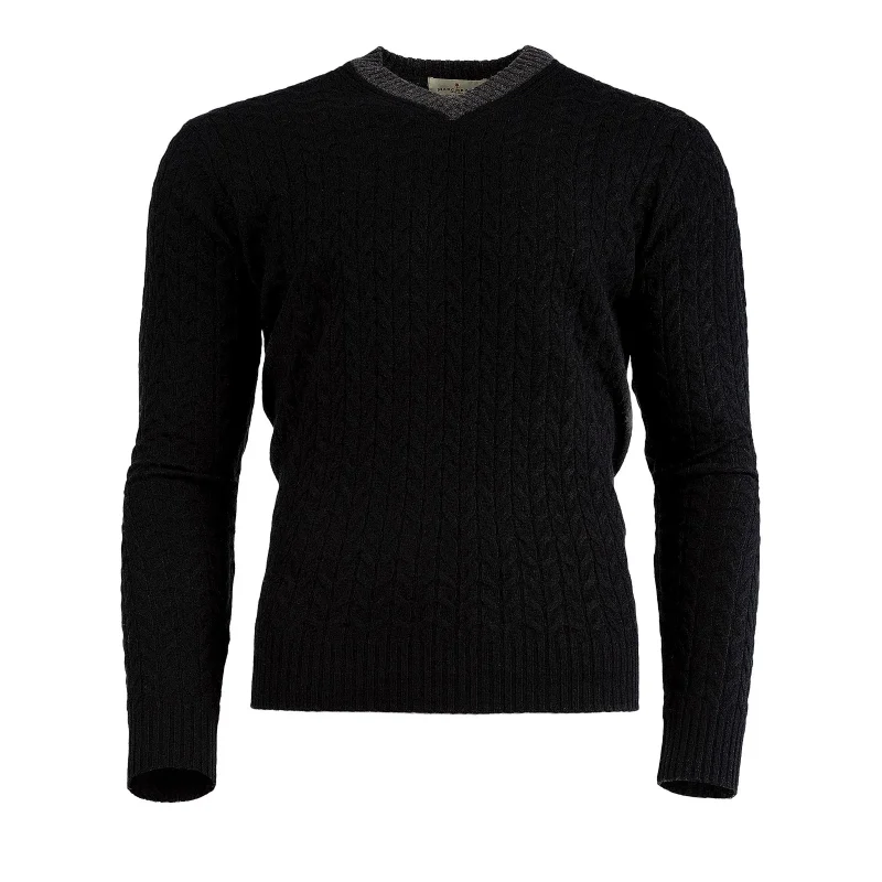 men s cable knit black charcoal sweater