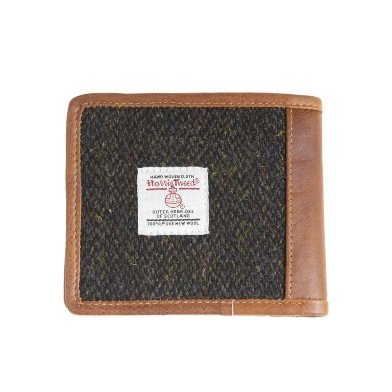 men s dark brown leather wallet with tan barleycorn trim