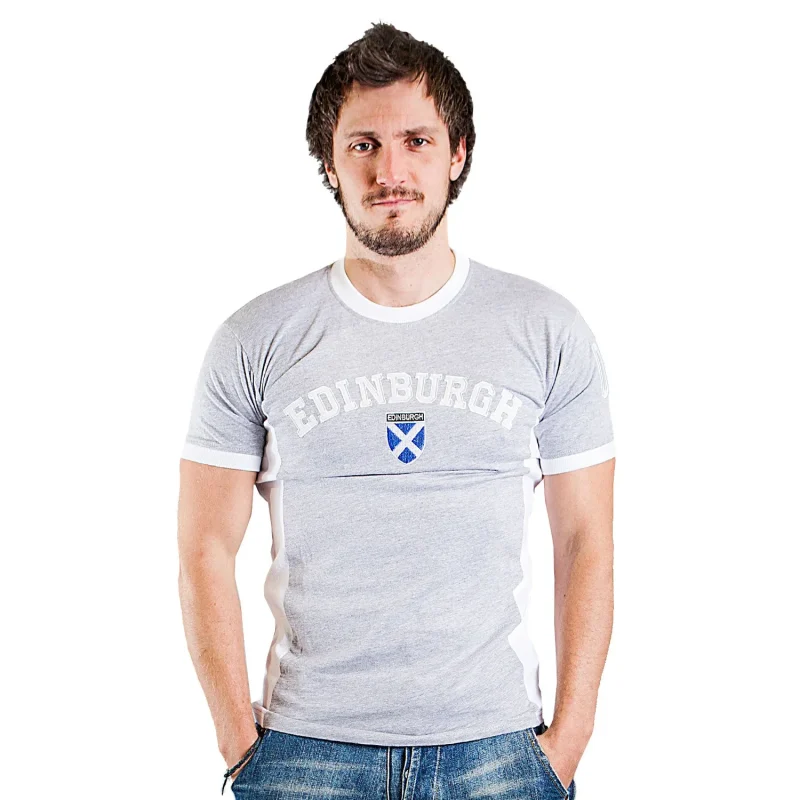 men s edinburgh no 9 grey marl white t shirt