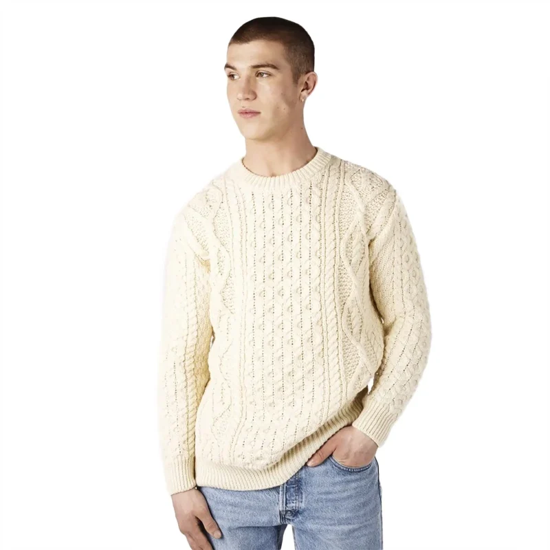 men s fearnog aran crew neck sweater