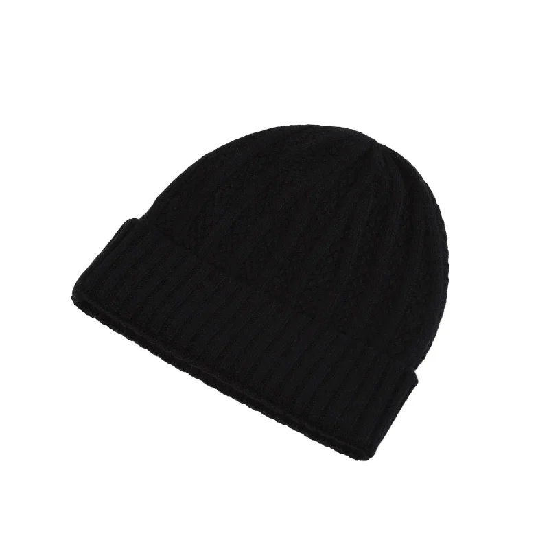 men s green seed stitch ribbed turn up beanie