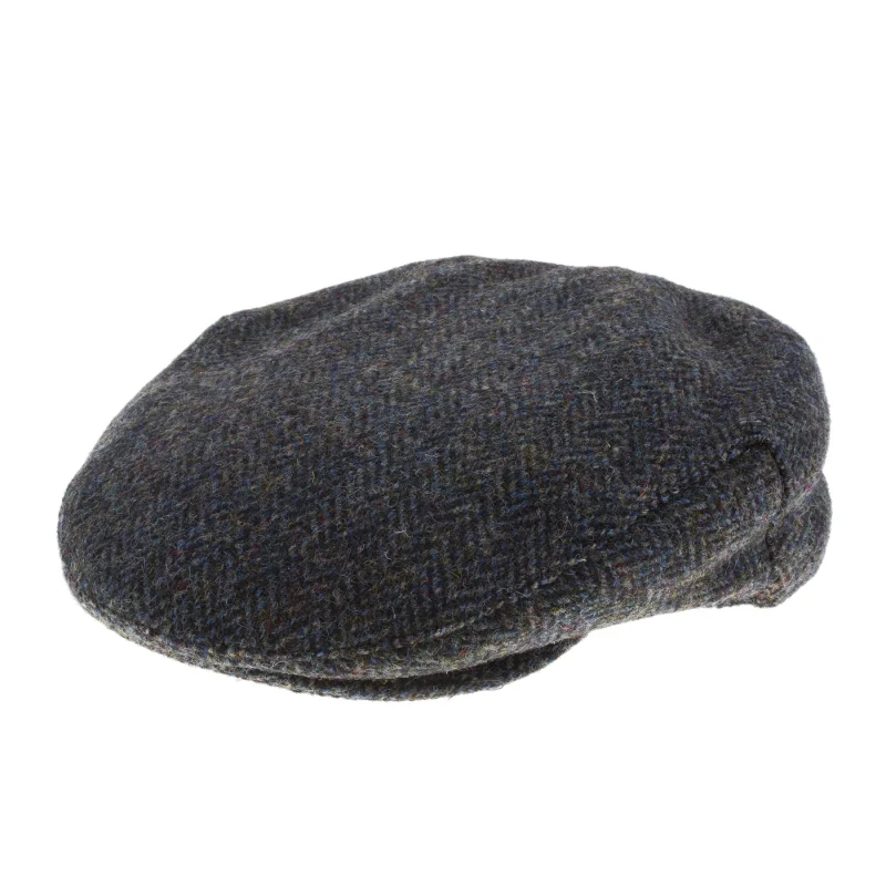 men s grey blue herringbone tweed flat cap