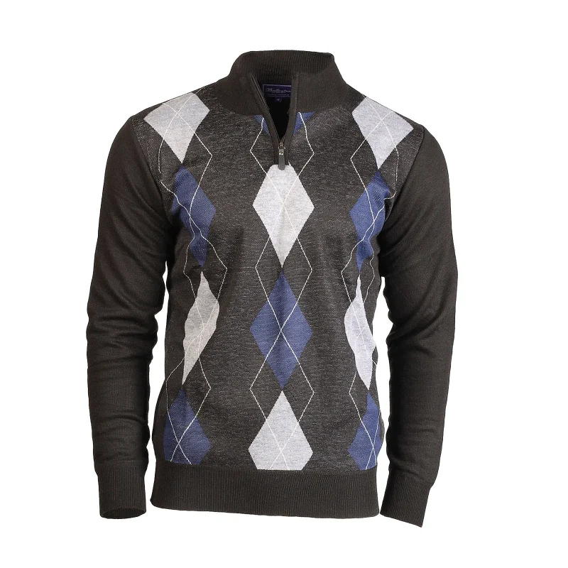 men s half zip argyle ballantrae jumper black