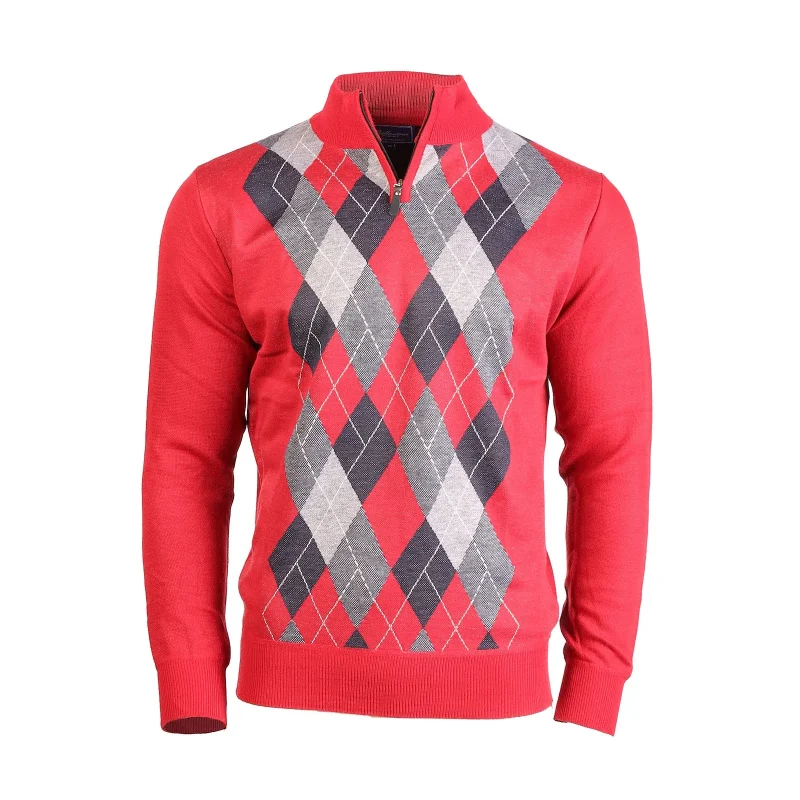 men s half zip argyle ballantrae sweater red