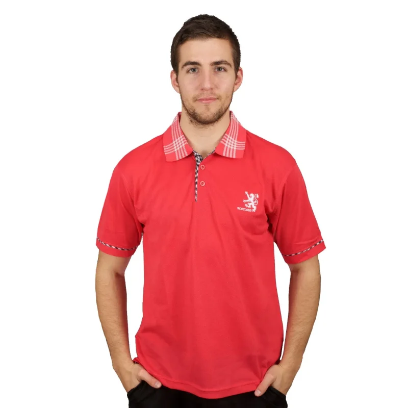 men s hot pink lion scotland polo shirt